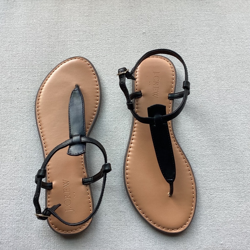 NWOB JCrew Factory SZ 6 Black Thong Sandals